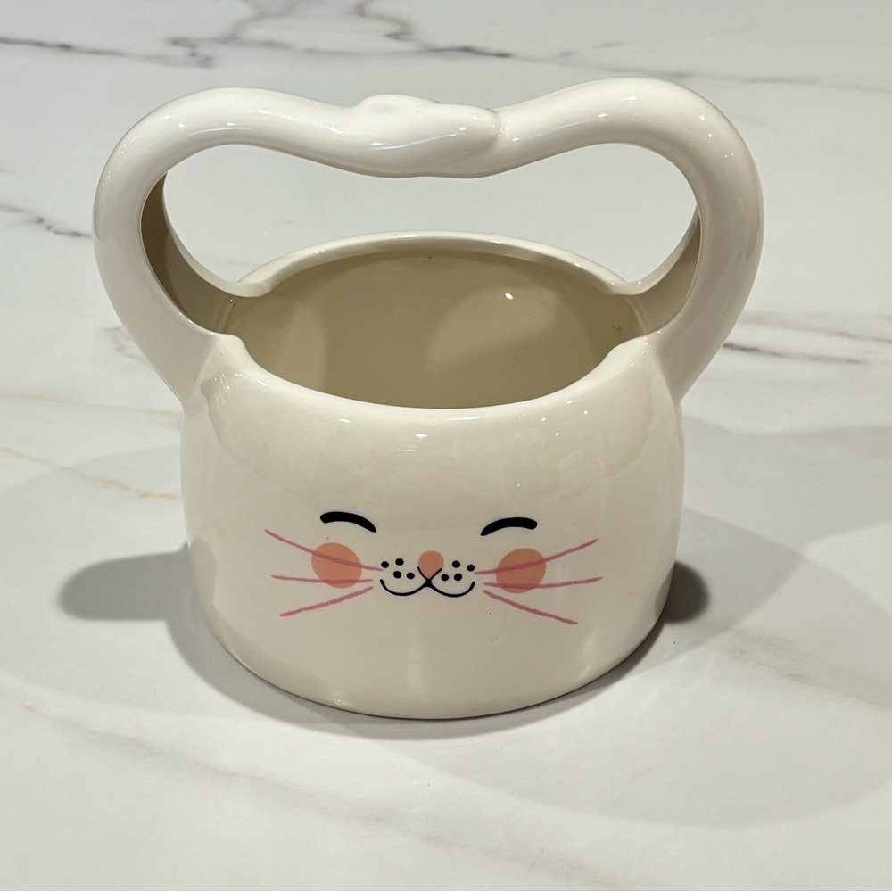 White Ceramic Bunny Face Easter Basket